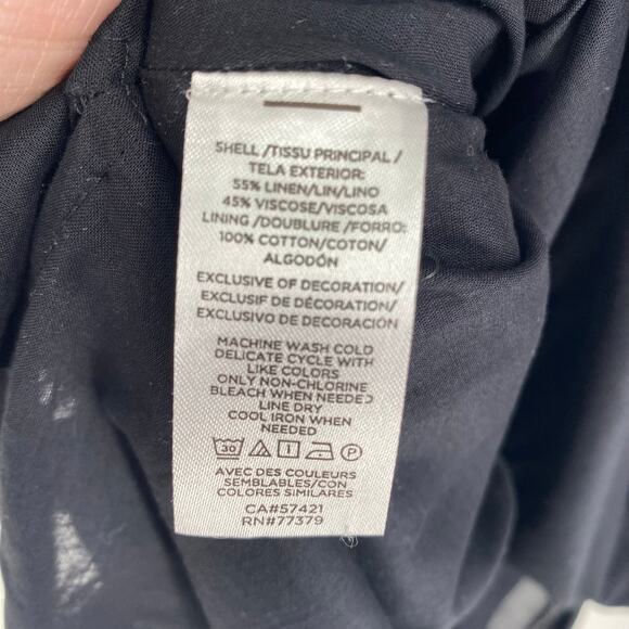 Ann Taylor Dress Small Black Linen Lace Classic Traditional Coastal Oversized - Picture 5 of 8